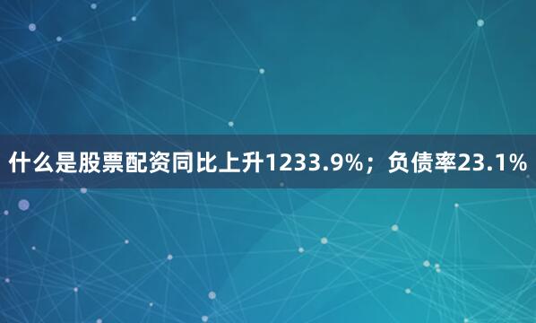 什么是股票配资同比上升1233.9%；负债率23.1%